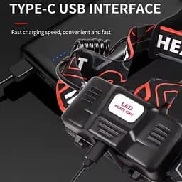 Ліхтар налобний акумуляторний power bank ЗУ Type-C zoom FLUORESCENCE 8083 PM10-TG+COB 2x18650 - мініатюра 3