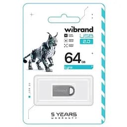 USB флеш накопичувач Wibrand 64GB lynx Silver USB 2.0 (WI2.0/LY64M2S) - мініатюра 2