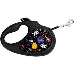 Повідець-рулетка для собак Waudog R-leash Nasa, світловідбиваючий, S, до 15 кг, 5 м, чорний