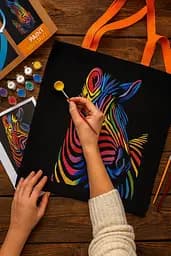 Набор экосумка-раскраска черная «Яркая зебра» хлопок 240 г/м2 38х42см ROSA Talent [CD]