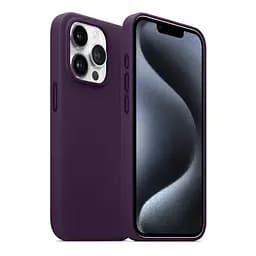 Кожаный чехол-панель для Apple iPhone 15 Pro, FAKE Leather Case, фиолетовый, искусственная кожа, премиум-класс, противоударный, защита всего корпуса, с мягкой подкладкой, поддержка MagSafe и беспроводной зарядки, ArmorStandart (ARM76302) - мініатюра 3