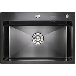 Кухонна мийка Platinum Handmade PVD з нержавіючої сталі 3 мм прямокутна 65x45x23 см чорна (000032270)