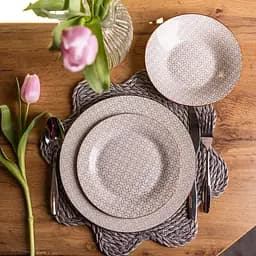 Столовий сервіз золотий на 6 персон 24 предмети набір порцелянових тарілок для сервірування столу сервіз тарілок Коричневий Yiwu HP-HK-A9