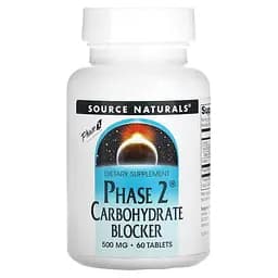 Блокатор вуглеводів Source Naturals Phase 2 Carbohydrate Blocker 500 мг 60 пігулок