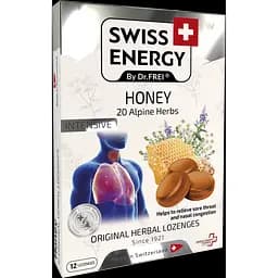 Леденцы от простуды Swiss Energy Herbal Lozenges Blister 20 herbs + Honey 12 травяных леденцов