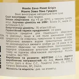 Вино Monte Zovo Pinot Grigio Veneto, біле, сухе, 12%, 0,75 л - мініатюра 4