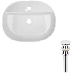 Комплект Qtap Scorpio: Раковина накладная овальная 500x380x120 мм White + Донный клапан PU02 (QT14112202WN47313)