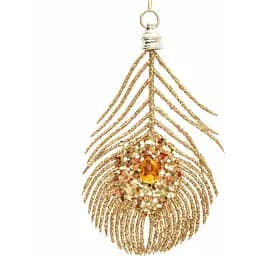 Ялинкова іграшка перо павича Devilon 15 см золотистий пластик (004799)