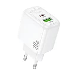 Мережевий зарядний пристрій Hoco CS54A Surplus PD20W+QC3.0 charger(EU) Білий