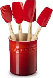 Набір кухонного приладдя Le Creuset Set of Crock + 4 Craft Utensils Cerise