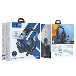Ігрові накладні навушники Hoco W102 Cool, USB, 3.5mm, 2m, Синій - мініатюра 6