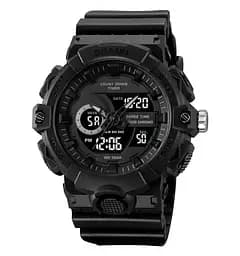 Годинник чоловічий наручний спортивний Skmei 2225 з комбінованим циферблатом (Чорний з чорним)