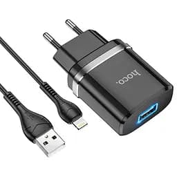 Зарядное устройство Hoco N1 USB черный + кабель USB to Lightning