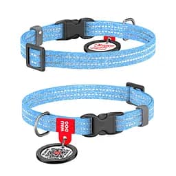 Нашийник для котів та дрібних порід собак Waudog Re-cotton з QR-паспортом відновлена бавовна світловідбиваючий пластикова
