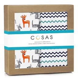 Пелюшки багаторазові Cosas дитячі Deers 2 шт., 80х100 см, бірюзові