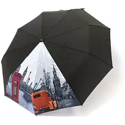 Кольорова парасолька-автомат з атласним сегментом для жінок 464 Чорний