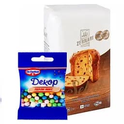 Набор: Мука пшеничная Zernari Select отборная 2 кг + Посыпка Dr.Oetker Декор Жемчуг микс 10 г