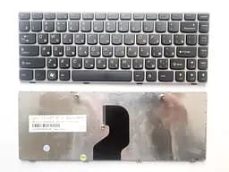 Клавіатура для ноутбуків Lenovo IdeaPad Z450, Z460, Z465 Series чорна з сірою рамкою