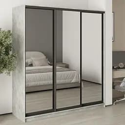 Шкаф-купе трехдверный MebelStar Стандарт BG 3 Зеркала 190x60x210 см Бетон (MBS-8491)