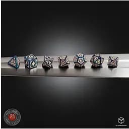 Набір кубиків Q-Workshop Tribal Dice Set: Blue-green & Beige (7 шт.) (STRB02) - мініатюра 3