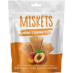 Мини-рожки вафельные Miskets с начинкой со вкусом персика и белым шоколадом 50 г