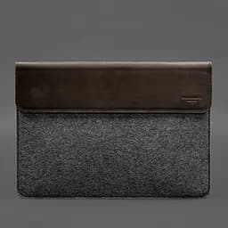 Чохол-конверт BlankNote із клапаном шкіра+фетр для MacBook 14" Темно-коричневий Crazy Horse - мініатюра 5