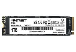 Твердотельный SSD-накопитель 1 ТБ, Patriot P320, PCI-E 3.0x4, M.2 2280, 3D TLC, 3000/2200 МБ/с (P320P1TBM28)