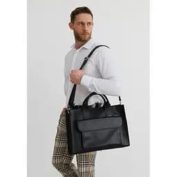 Шкіряна сумка для ноутбука та документів Універсальна чорна