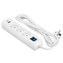 Сетевой фильтр-удлинитель 2E SP-315M-3USB-WH 3м, 3xТипF, 16A, 1xUSB-A,1xUSB-C - мініатюра 3