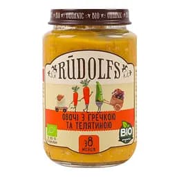 Пюре Rudolfs Овочі та гречка з телятиною, 190 г