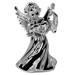 Новорічна підвіска MIS LT Янгол з бандурою великий 6х4,5х10 см срібна гальваніка