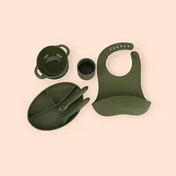 Набор силиконовой посуды для прикорма детей, 6 предметов, Olive