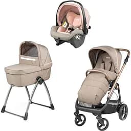 Коляска Peg-Perego Veloce Belvedere Mon Amour SLK 3 в 1 з підставкою до люльки рожеве золото