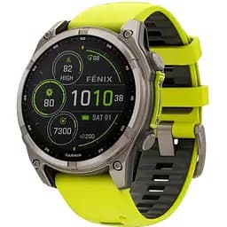 Смарт-годинник Garmin Fenix 8 47mm Solar Sapphire Titanium w. Amp Yellow/Graphite Silicone Band (010-02906-20)