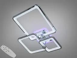 Стельова світлодіодна люстра з пультом, димером, підсвіткою, 70W, хром