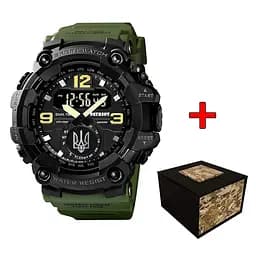 Наручные часы мужские 004AGUASI Тризуб срібло Зелені + Коробка. Patriot acs0031056