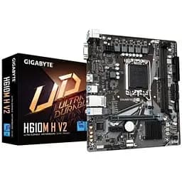 Материнская плата LGA1700, Gigabyte H610M H V2, H610, 2xDDR5, встроенная видеокарта (CPU), 4xSATA 3, 1xM.2, 1xPCI-E 4.0 x16, 1xPCI-E 3.0 x1, Realtek 7.1, Realtek GbE, 4xUSB3.2/8xUSB2.0, VGA/HDMI, MicroATX