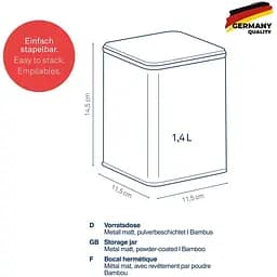 Ємність для зберігання сипучих Kela Kiril 11.5х11.5х14.5 см 1.4 л чорна (17888) - мініатюра 2