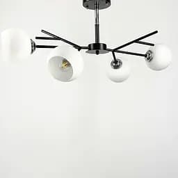 Люстра в черном корпусе на 4 лампы Line.F Цвет плафона Белый