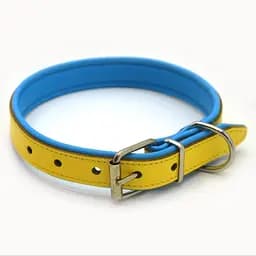 Нашийник для собак Zoo-hunt шкіряний подвійний ОД Україна блакитний+жовтий 2,5/36-46 см