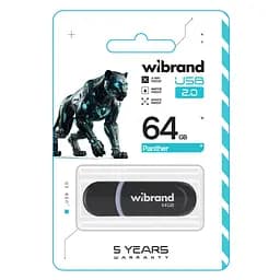 USB флеш накопичувач Wibrand 64GB Panther Black USB 2.0 (WI2.0/PA64P2B) - мініатюра 2