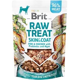 Ласощі для собак Brit Raw Treat Freeze-Dried Skin and Coat для шкіри та шерсті, риба і курка 40 г