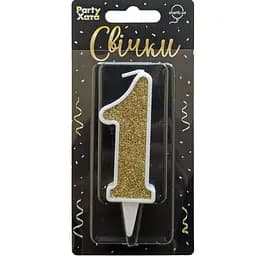 Свічка-цифра "1" гліттер золото в білому Party Хата 1502-5800 9.5 см (2000990660251)