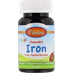 Железо детское Carlson Kid's Chewable Iron 5 мг вкус клубники 60 жевательных таблеток