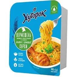 Вермишель быстрого приготовления Хуторок со вкусом бульона из домашней курицы лоток 90 г