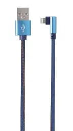 Кабель USB AM - Lightning, 1 м, синій, Cablexpert, 2.1A, кутовий роз'єм (CC-USB2J-AMLML-1M-BL)