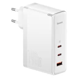 Мережевий зарядний пристрій Baseus GaN5 Pro Fast Charger 2C+U 140W EU Cable Type-C to Type-C 240W 1m CCGP100202 White