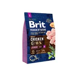Сухой корм для щенков и молодых собак мелких пород Brit Premium Junior S 3 кг со вкусом курицы