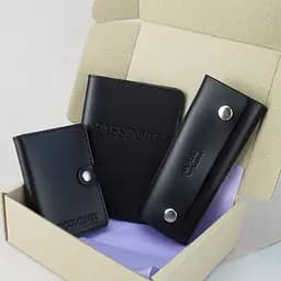 Подарочный набор мужской Handycover №63 (черный) обложка на паспорт, права, ключница