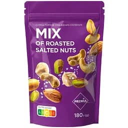 Суміш горіхів Premia смажені солоні 180 г